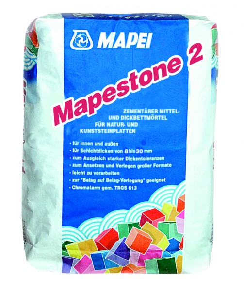 Mapei Mapestone 2 25kg Mittel- und Dickbettmörtel für den Innen- und Außenbereich